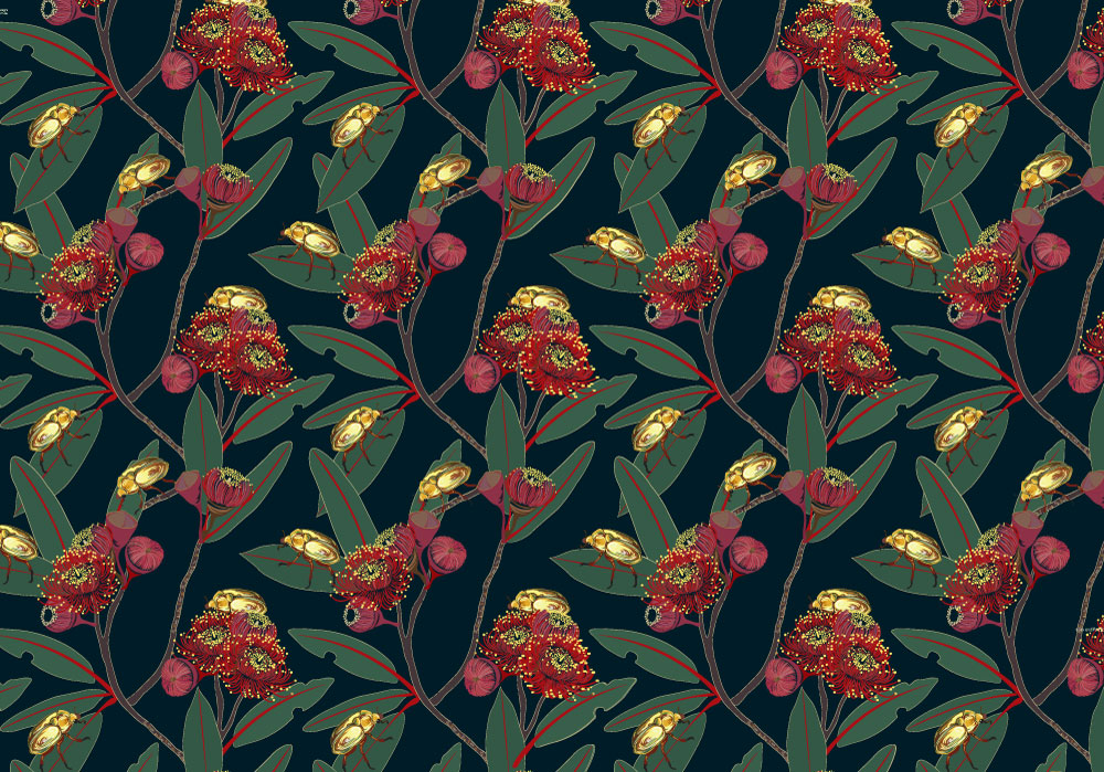 Emma Miszalski Eco Wrapping Paper - Beetle Blossoms