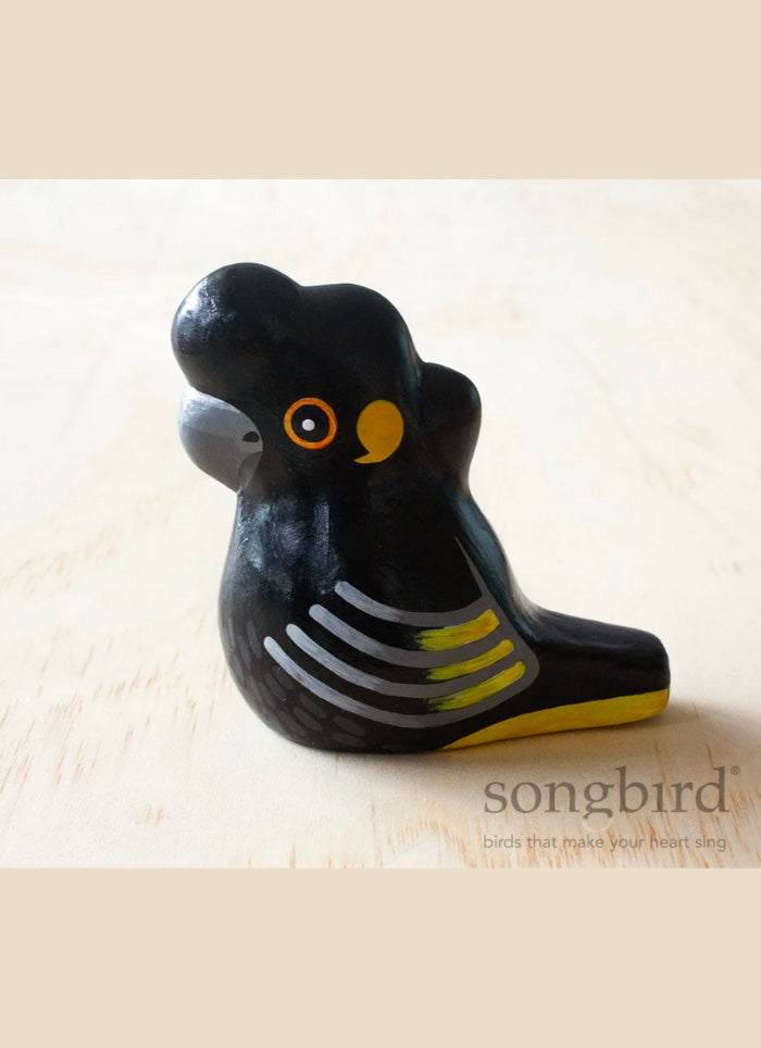 Songbird Whistle Paperweight - Yellow-Tailed Black Cockatoo