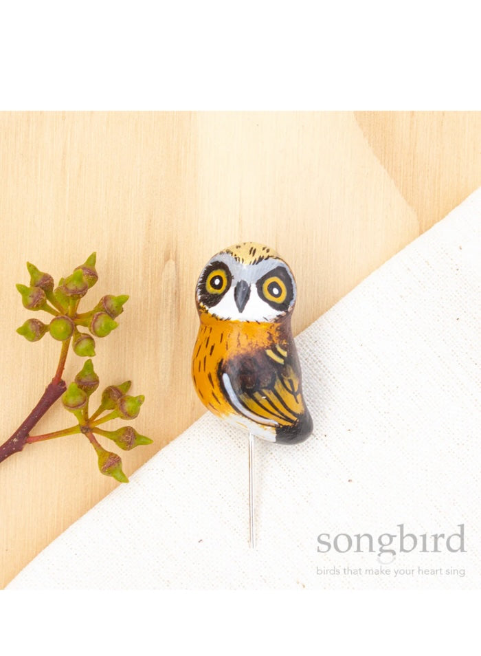 A Bookbook Owl lapel or hat pin by Songbird