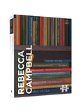 Bookshelf puzzle cover with various books on a white background