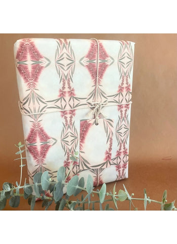 Fabric with geometric pattern on a brown background