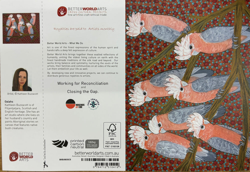 Back of large blank card with art by Kathleen Buzzacott.