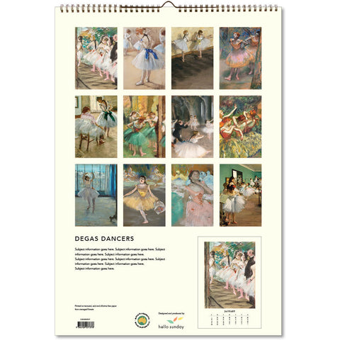 Degas' Dancers Large Wall Calendar 2025 - back