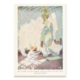 Illustration of a woman in a long dress with a child, surrounded by flowers and text on a white background.