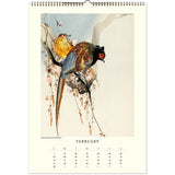 Month page of calendar featuring an illustration of birds