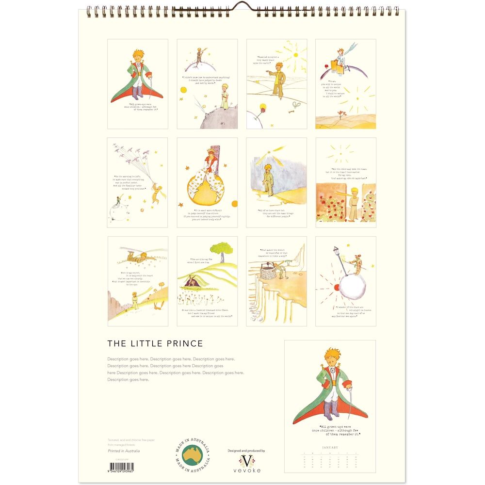 Back cover of the calendar with all monthly illustrations