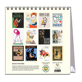 Calendar with book-themed posters on a white background
