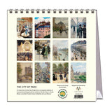 Calendar with illustrations of Parisian scenes on a white background