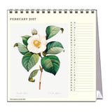 Calendar for February 2027 with a floral illustration on a white background
