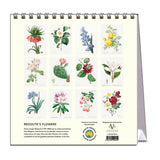 Calendar with illustrations of flowers on a white background