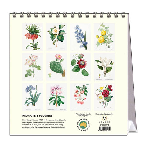 Calendar with illustrations of flowers on a white background