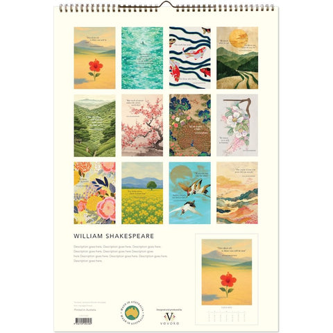 Back cover showing the image for each month of the calendar