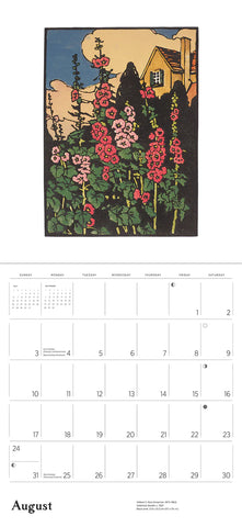 Arts & Crafts Block Prints by William S. Rice Wall Calendar 2025 - month