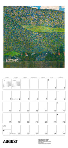 Gustav Klimt Wall Calendar 2025 - August month view