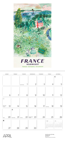 France Vintage Travel Posters Wall Calendar 2025 - April month view