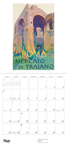 Italy Vintage Travel Posters Wall Calendar 2025 - May month view