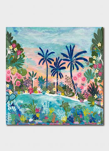 A bright abstract artwork ain pinks and other colours