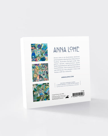 The back of a card pack showing 3 colourful images and some text.