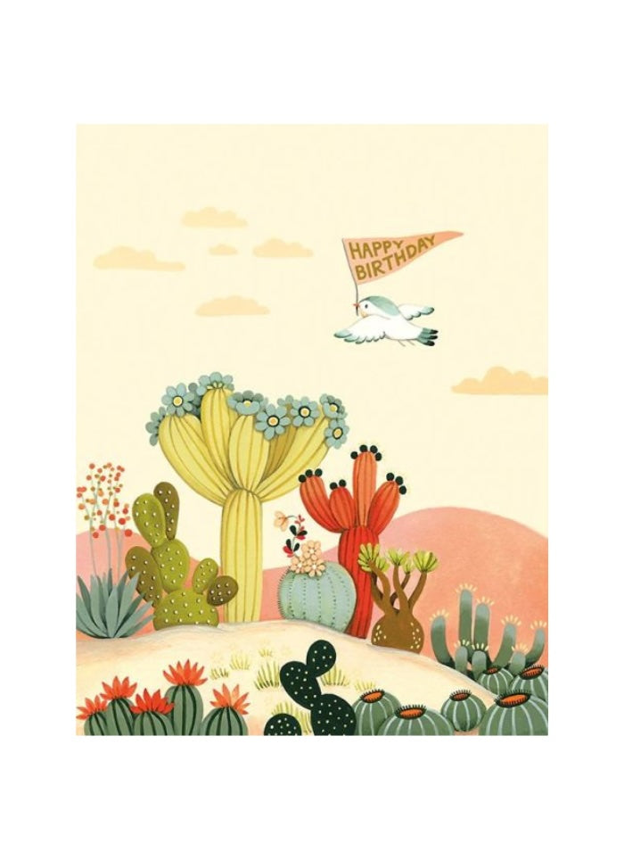 Colourful cactus on pink hills