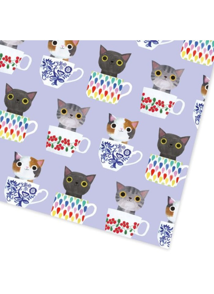 Tea Cup Cats wrapping paper
