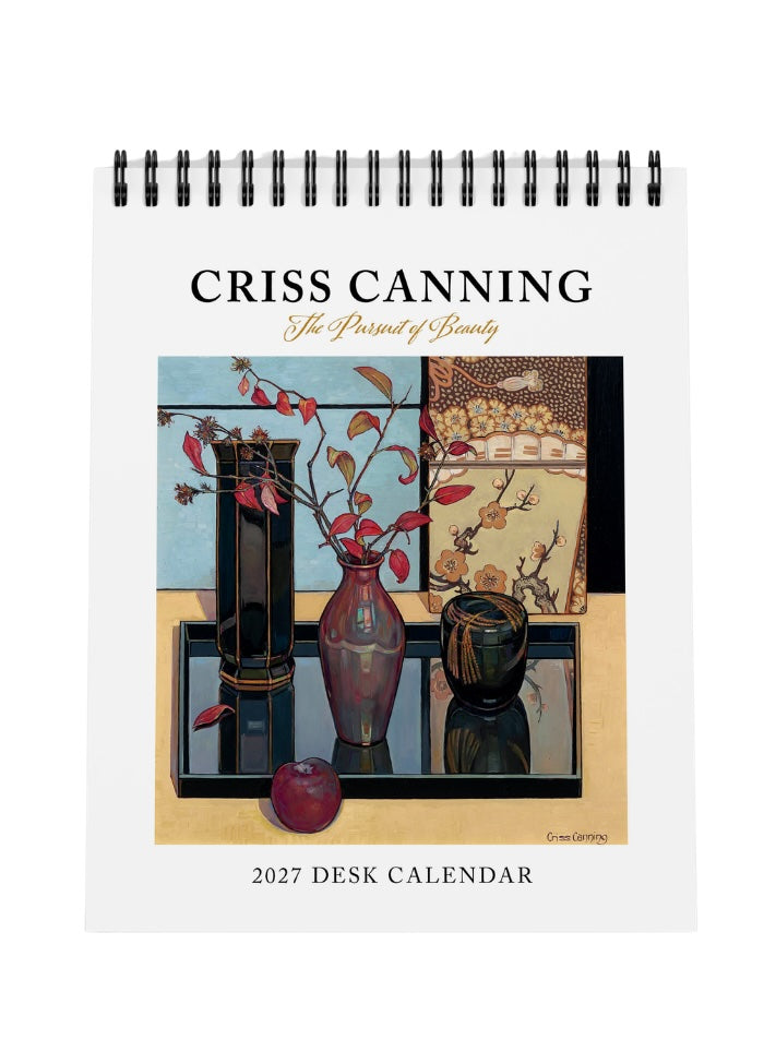 Criss Canning desk calendar with a still life on the front