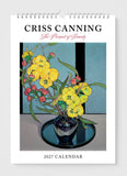 Calendar cover with floral design and 'Criss Canning' text on a white background