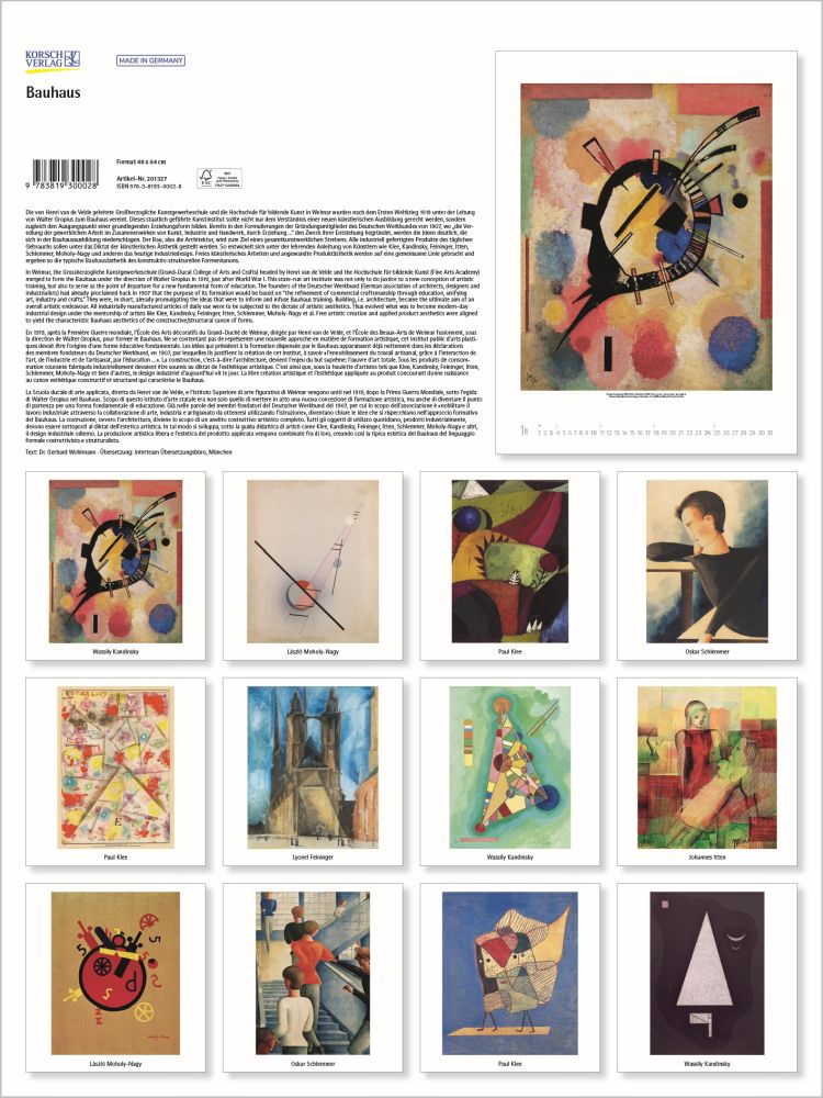 Collection of Bauhaus artworks with text on a white background
