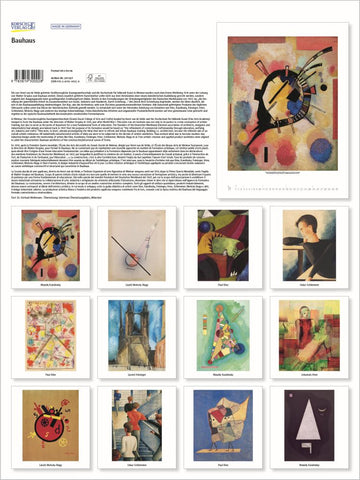 Collection of Bauhaus artworks with text on a white background