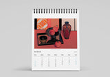 Calendar with a still life painting cover on a gray background