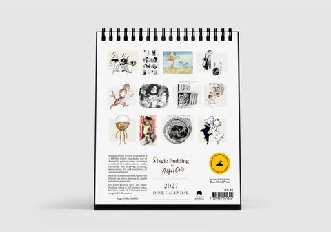 2027 desk calendar with illustrations on a white background