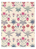 Floral pattern with pink and blue flowers on a beige background