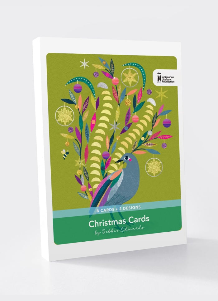 Pack of Christmas cards with a colorful design on a white background