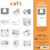 Back cover of the New Yorker Cats calendar with a grid of cartoons - q for each month of the year.