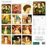 Calendar with artistic illustrations of women in various poses and settings, featuring the brand 'Allaluna'.