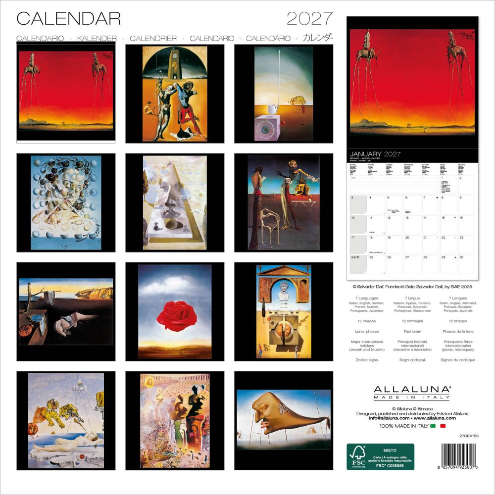 Calendar with artistic covers and Allaluna branding
