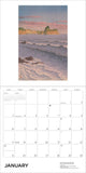 Calendar with a scenic ocean view and January text