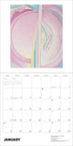 Calendar page for January with a colorful abstract design on a white background