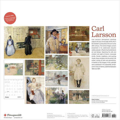 Collage of paintings by Carl Larsson with text and Pomegranate logo on a white background