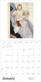 Calendar with a painting of a baby and a woman, featuring the month of January.