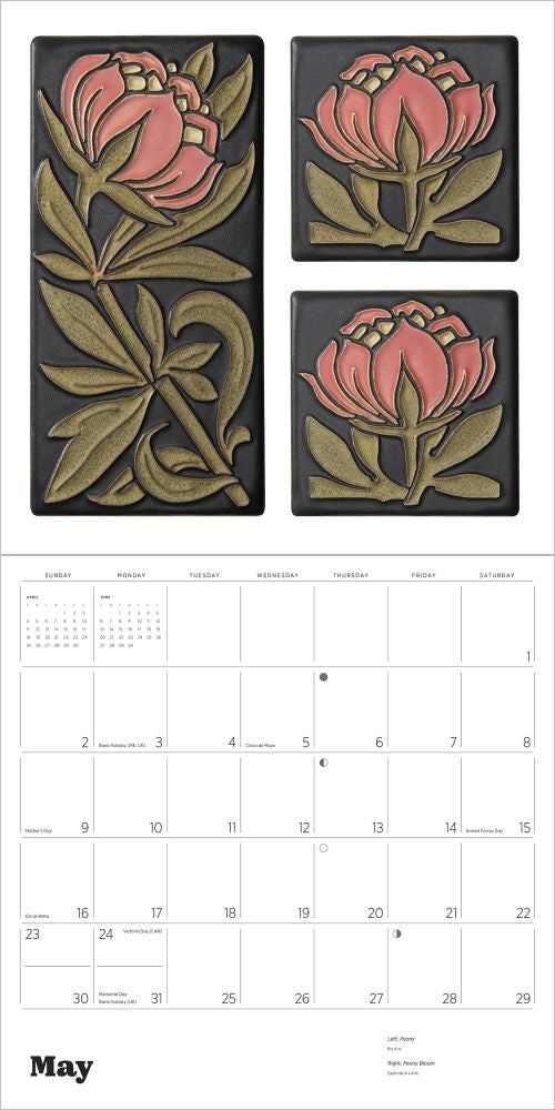 Calendar with floral design on a white background