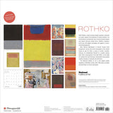 Back cover of a book or magazine featuring abstract art and text about Rothko, with a white background.
