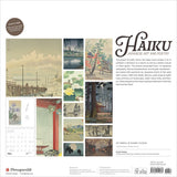 Back cover of a Haiku art and poetry calendar with Japanese artwork and text.