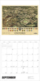 Calendar page for September with an aerial view of Oxford and coat of arms.