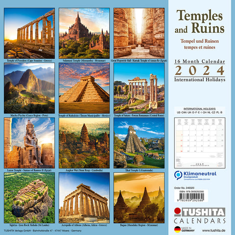 Temples and Ruins Wall Calendar 2024 - back