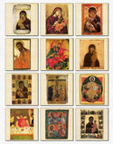Collection of religious icon paintings on a white background