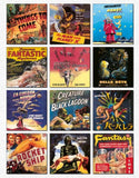 Collection of vintage movie posters with sci-fi and fantasy themes.