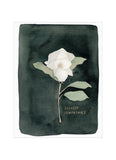 Floral design with 'Deepest Sympathies' text on a dark green background
