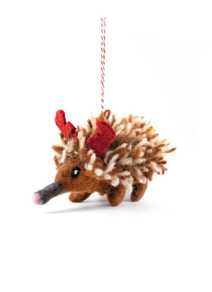 Small spikey animal with a long snout and reindeer horns