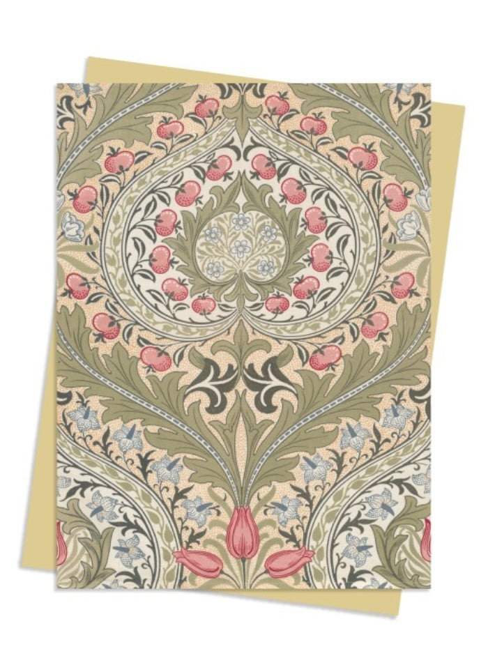 Decorative card with intricate floral pattern on a beige background