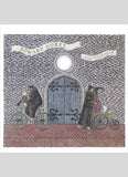 Cover of Edward Gorey 2027 calendar with a door and figures illustration.